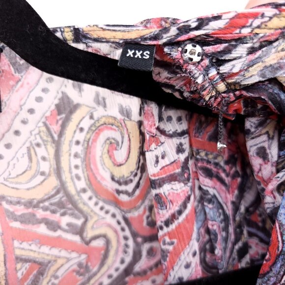 The Kooples Midi Dress Sheer Paisley Lightweight V-Neck Ruffle *Unlined XXS - Picture 9 of 14